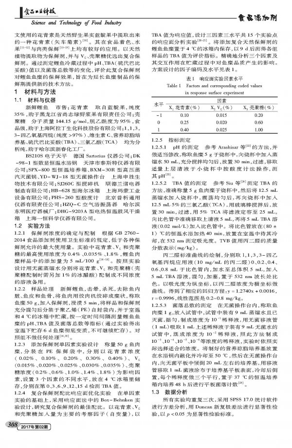 响应面法优化鲤鱼鱼糜复合保鲜工艺